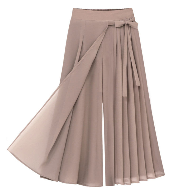 Women's Asymmetrical Wrap Midi Skirt with Pleated Detail
