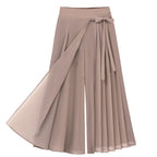 Women's Asymmetrical Wrap Midi Skirt with Pleated Detail
