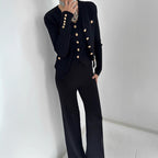 Women's Elegant Knitted Ensemble with Button Details