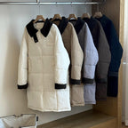 Women's Long Padded Winter Coat with Snap Button Closure
