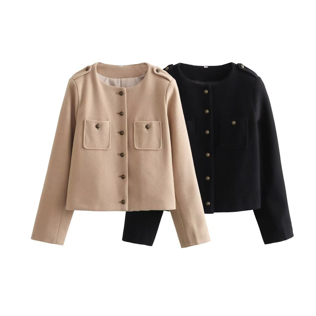 Elegant Short Jacket with Decorative Button Details