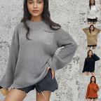 Women's Chunky Knit Sweater with Vertical Ribbing