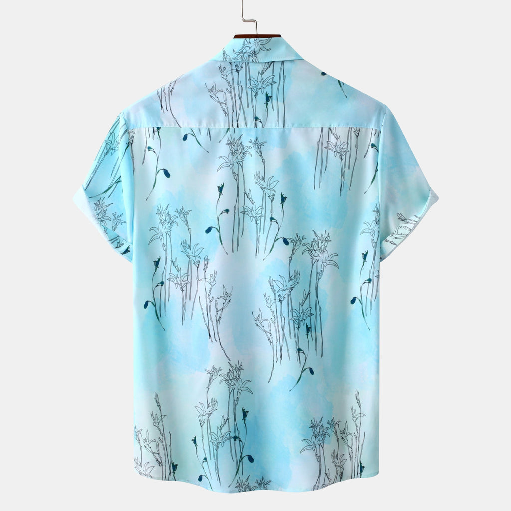 Women's Short-Sleeve Floral Watercolor Shirt