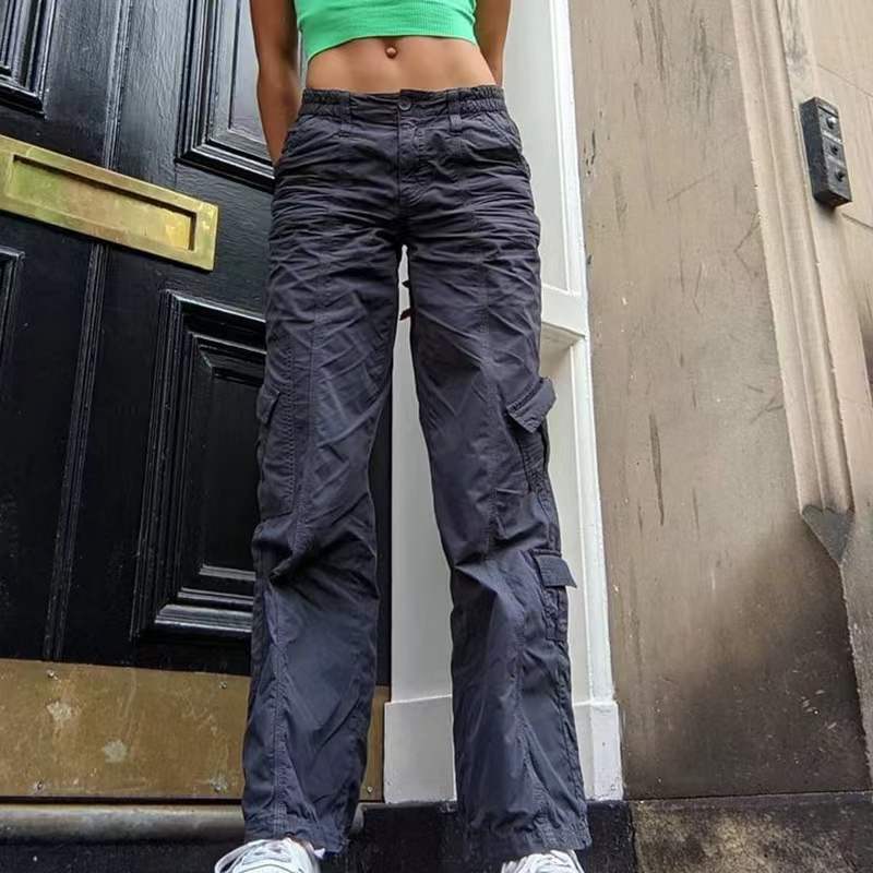Women's Wide-Leg Cargo Pants with Side Pockets