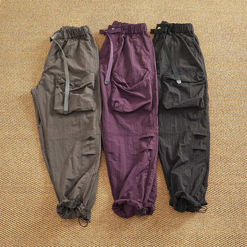 Women's Cargo Pants with Elastic Waistband and Multifunctional Pockets