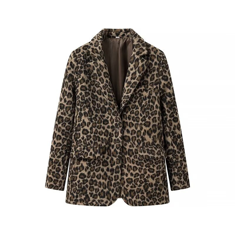 Elegant Leopard Print Blazer