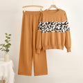 Women's Fashionable Leisure Loungewear Set with Trendy Leopard Print