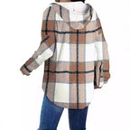 Casual Plaid Blouse with Hood