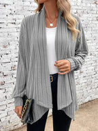 Women's Trendy Cardigan with Textured Design and Open Cut
