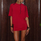 Women's Fitted Short-Sleeve Shirt with Refined Cut and Elastic Material