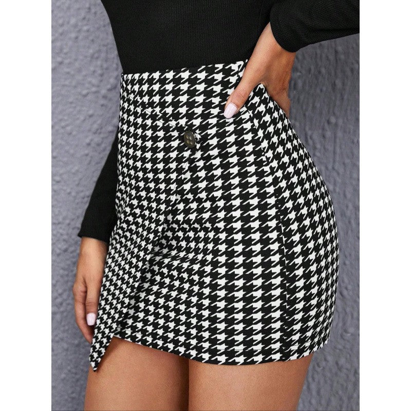 Women's Asymmetrical Button-Detail Mini Skirt