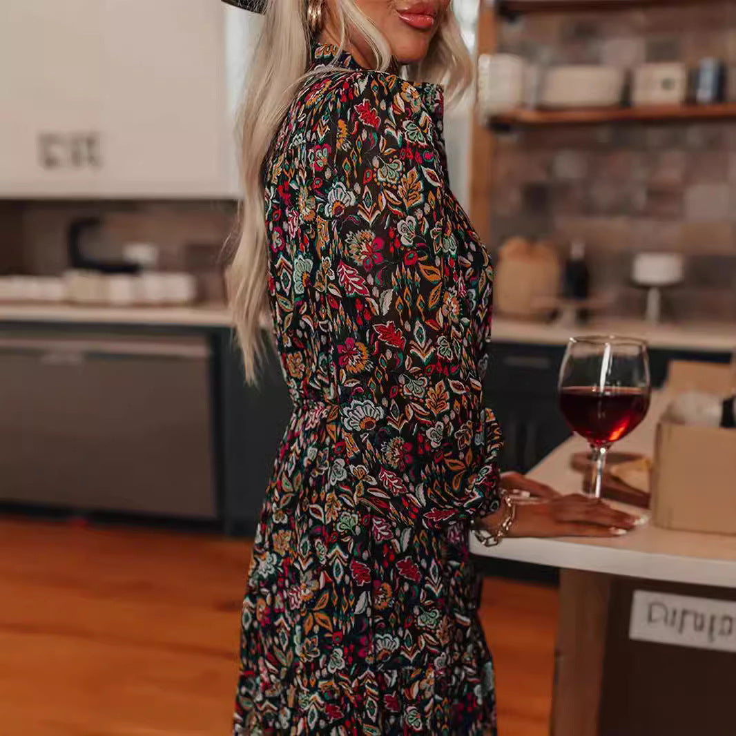 Women's Blouse Dress with Floral Design