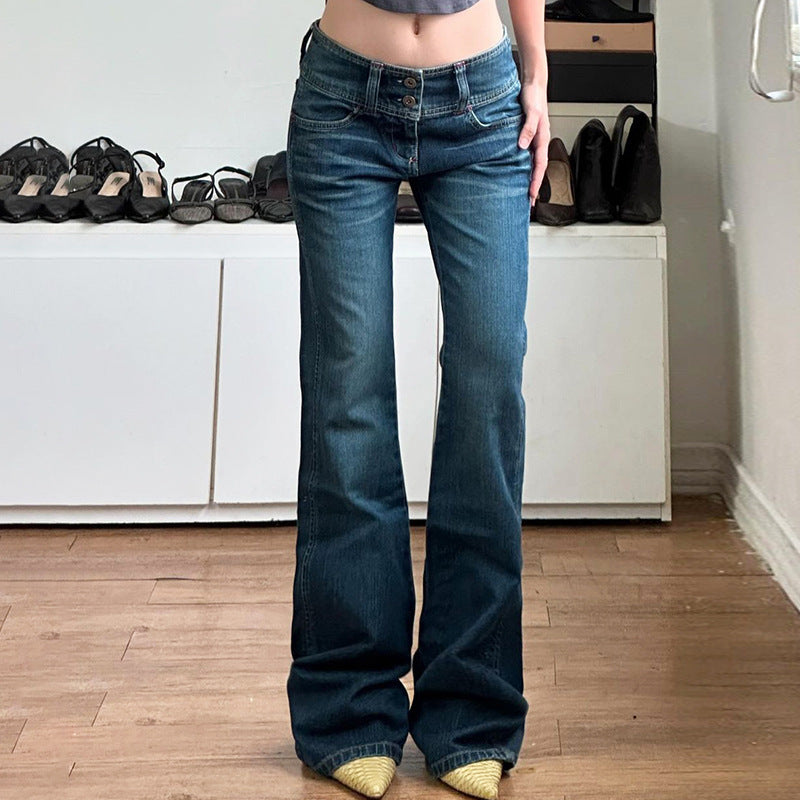 Women's High-Waisted Bootcut Jeans with Side Pockets