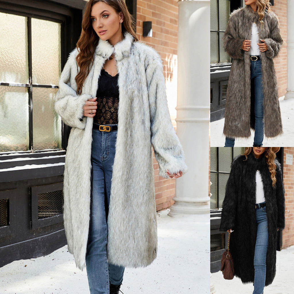 Women's Elegant Long-Haired Fur Coat