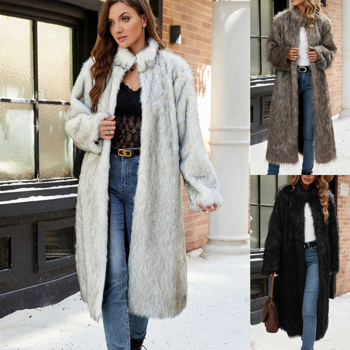 Women's Elegant Long-Haired Fur Coat