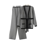 Casual Knit Loungewear Set with Geometric Pattern