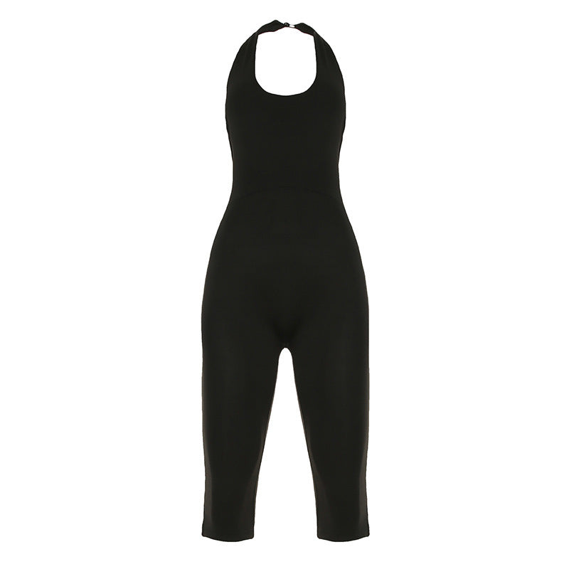 Women's Bodycon Jumpsuit with Deep Back and Clean Design