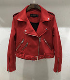 Women's High-Quality Suede Biker Jacket with Stylish Zipper Details