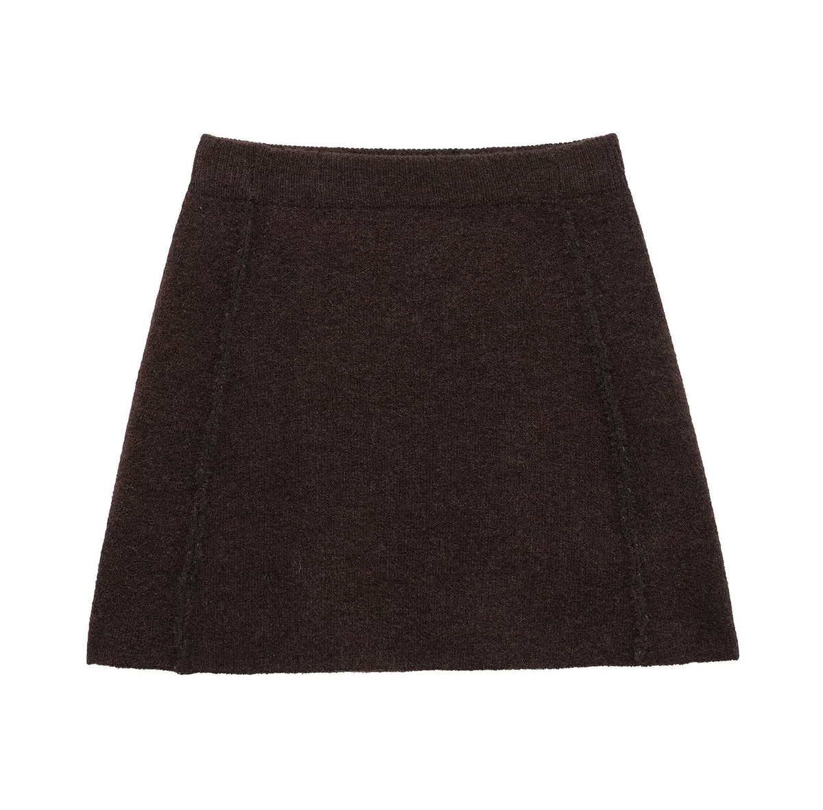 Elegant High-Waisted Knit Mini Skirt with Side Seams