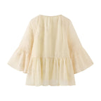 Women's Lightweight Blouse with Flowing Cut and Elegant Tie Details