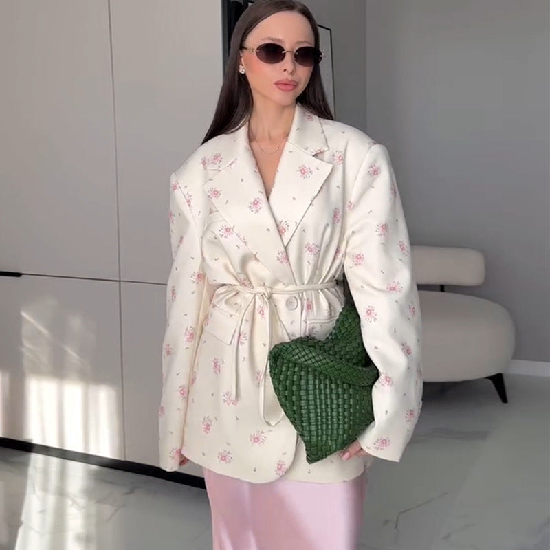 Women's Elegant Blazer Jacket with Floral Details
