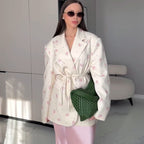 Women's Elegant Blazer Jacket with Floral Details