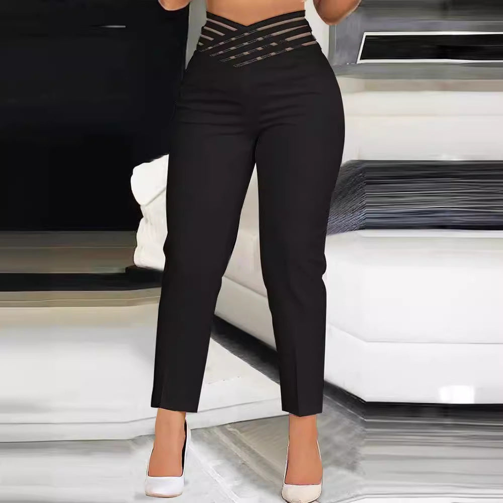High-Waisted Trousers with Decorative Detail