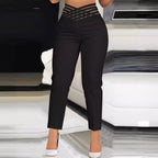 High-Waisted Trousers with Decorative Detail