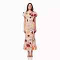 Women's Floral Dress with 3D Flower Appliqués