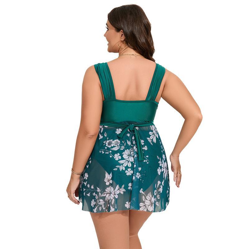 Women's Elegant Beach Dress with Floral Cover-Up