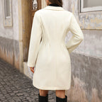 Women's Elegant Midi Coat with Double Button Placket and Classic Lapel