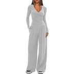 Women's Elegant Wrap Jumpsuit with Wide Leg and Fashionable Details