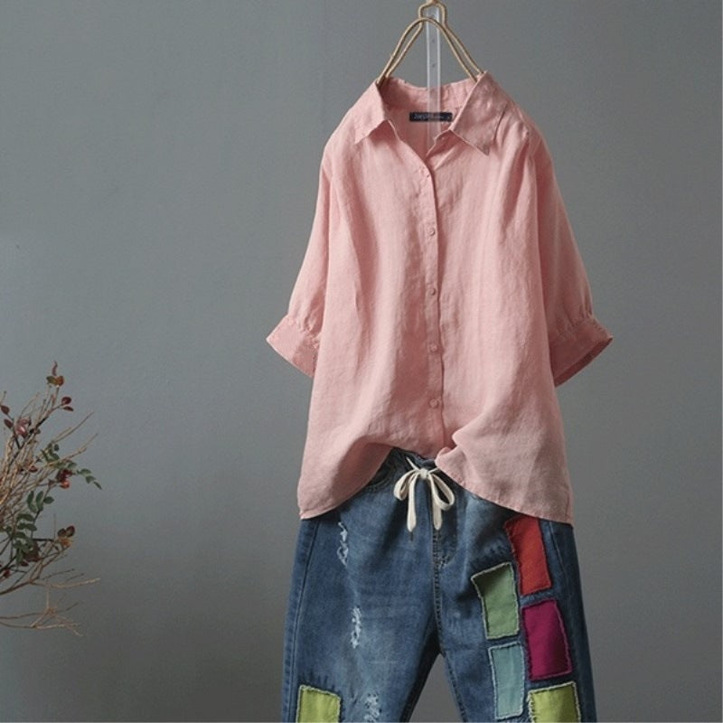 Women's Shirt with Elegant Collar and Casual Cut