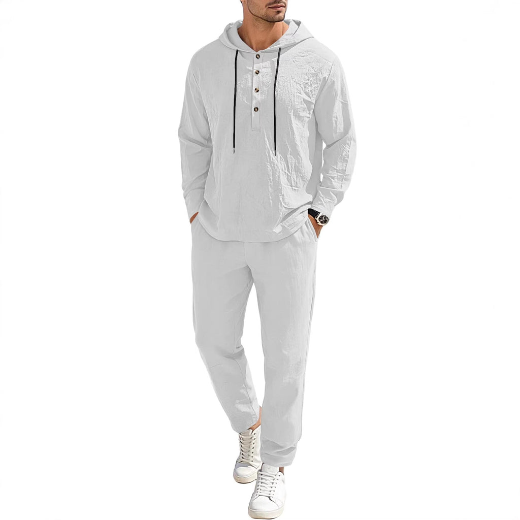 Men's Relaxed Hoodie Henley Leisure Suit
