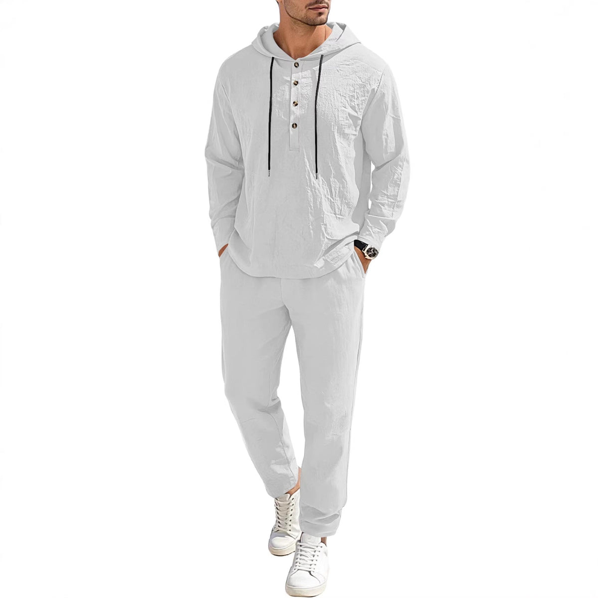 Men's Relaxed Hoodie Henley Leisure Suit