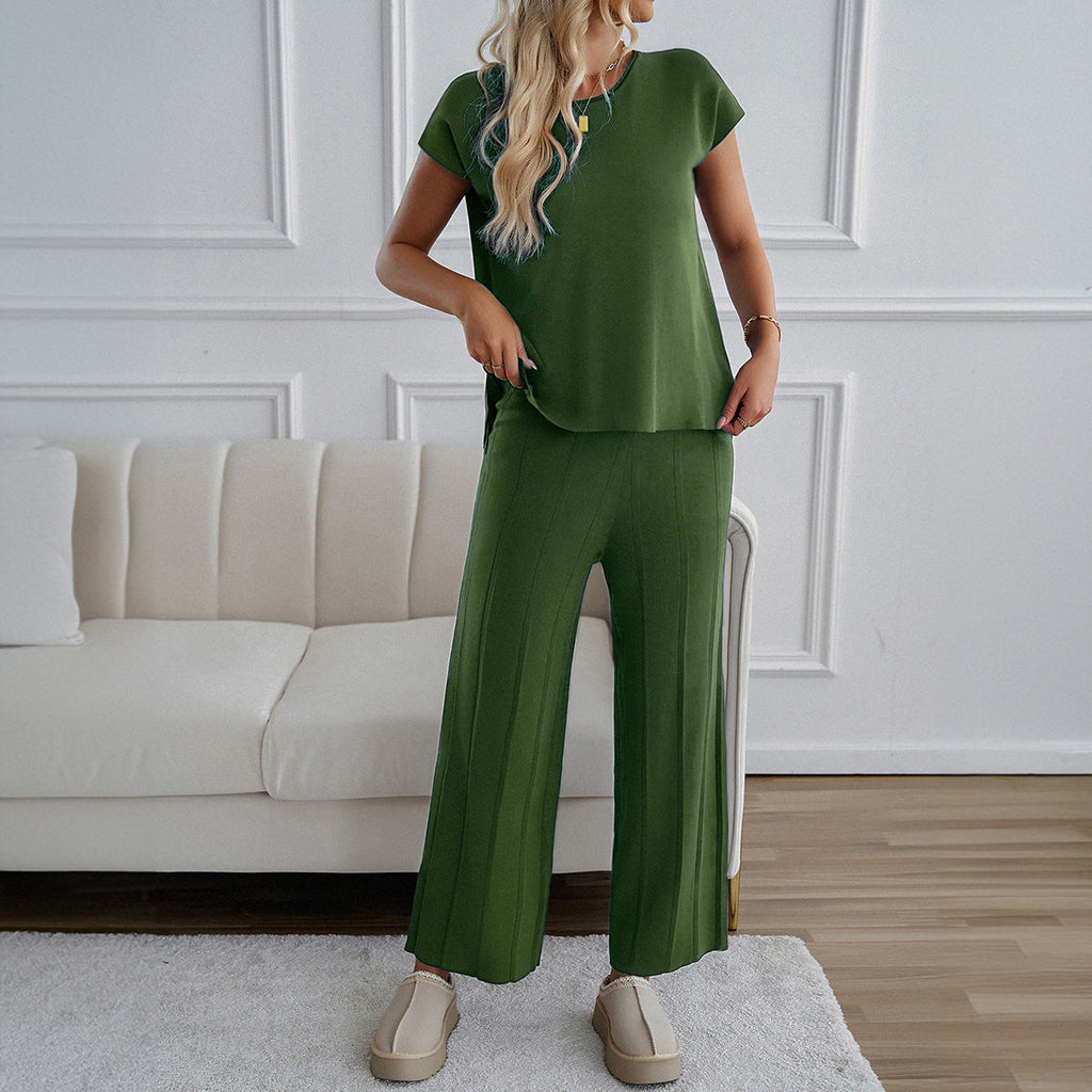 Two-Piece Lounge Set with Wide Top and Palazzo Pants
