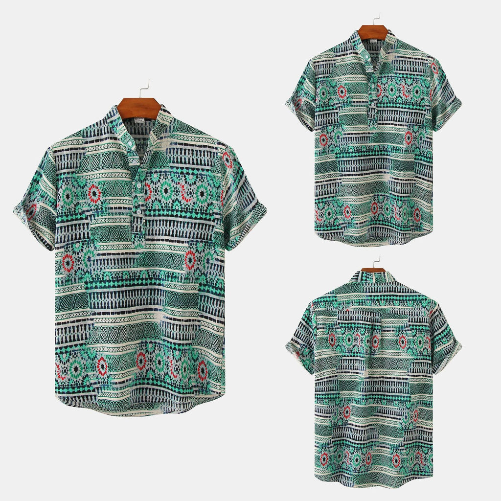 Women's Short-Sleeve Shirt with Geometric Pattern