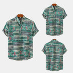 Women's Short-Sleeve Shirt with Geometric Pattern