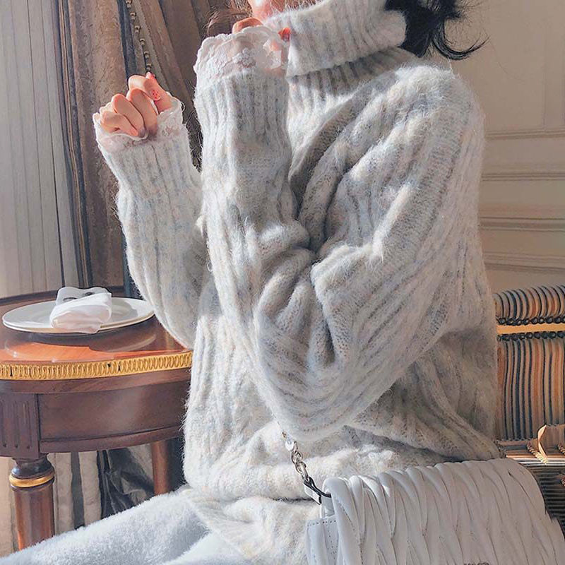 Women's High-Neck Chunky Knit Sweater