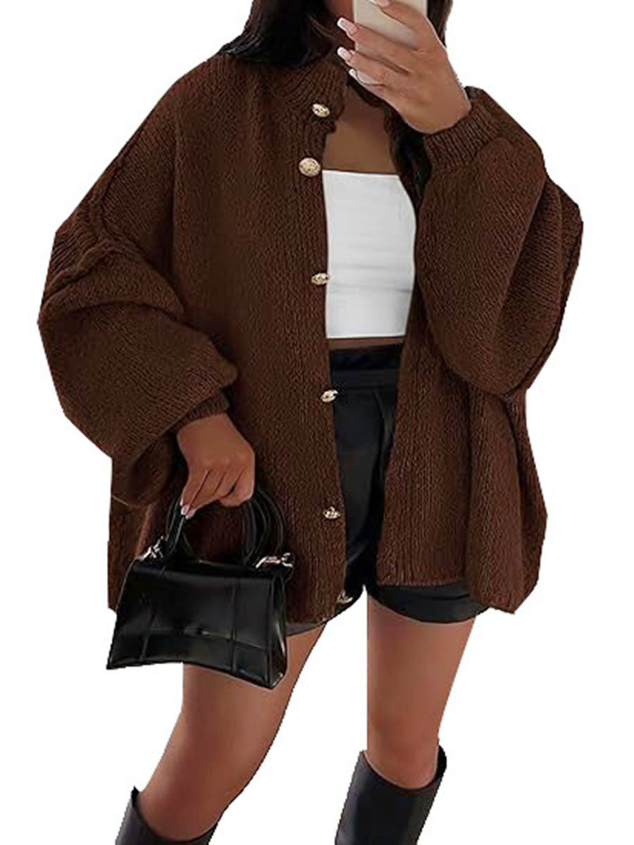 Women's Fluffy Cardigan with Dropped Shoulders