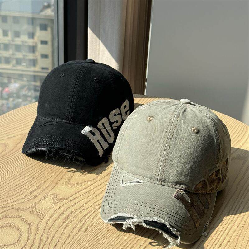 Men's Distressed Cotton Baseball Cap