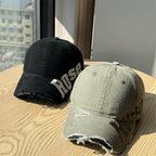 Men's Distressed Cotton Baseball Cap