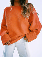 Women's Fluffy Oversized Pullover with Wide Cuffs
