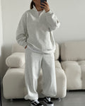 Women's Cozy Fleece Loungewear Set with Stand-Up Collar