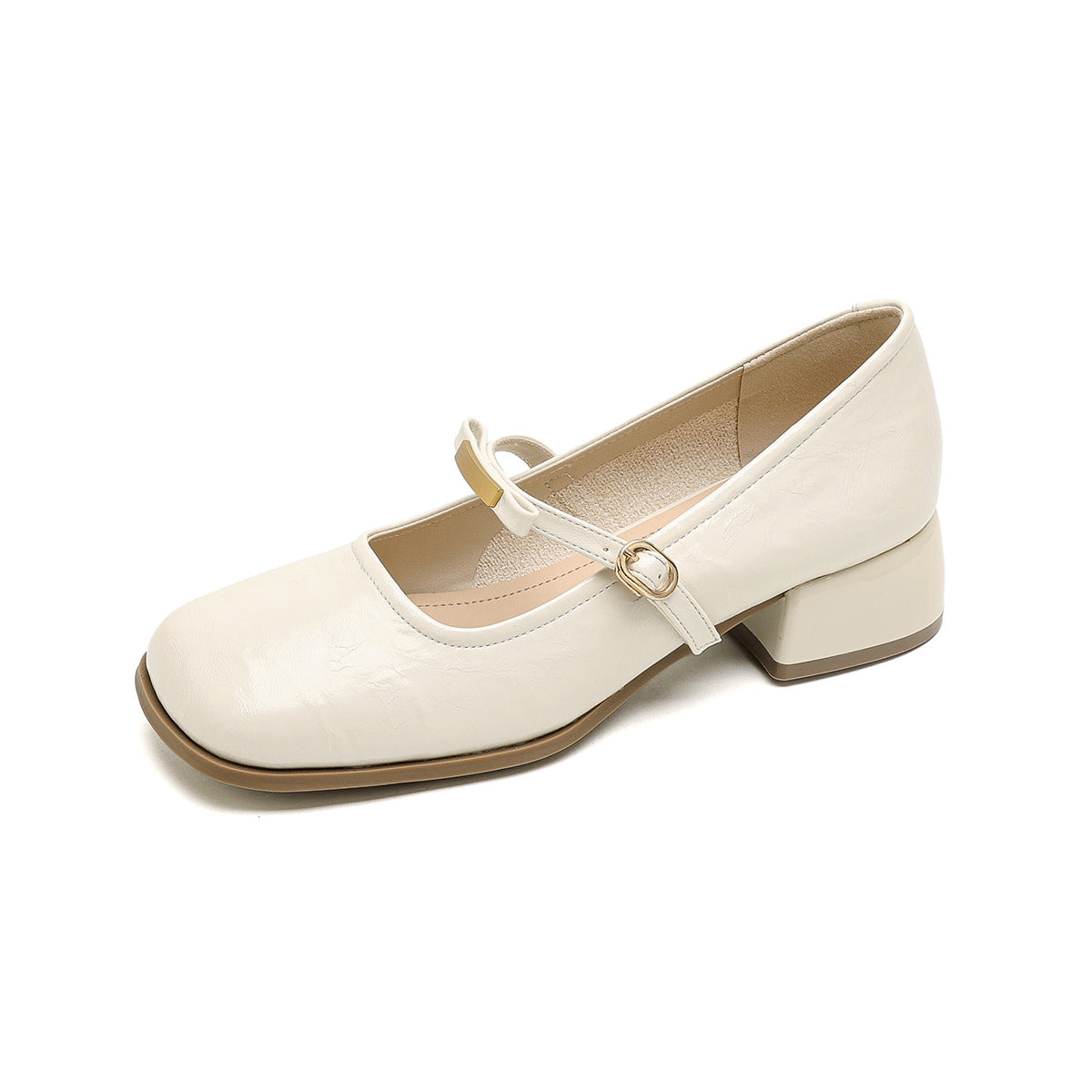 Women's Ballet Flats with Elegant Strap and Fashionable Block Heel