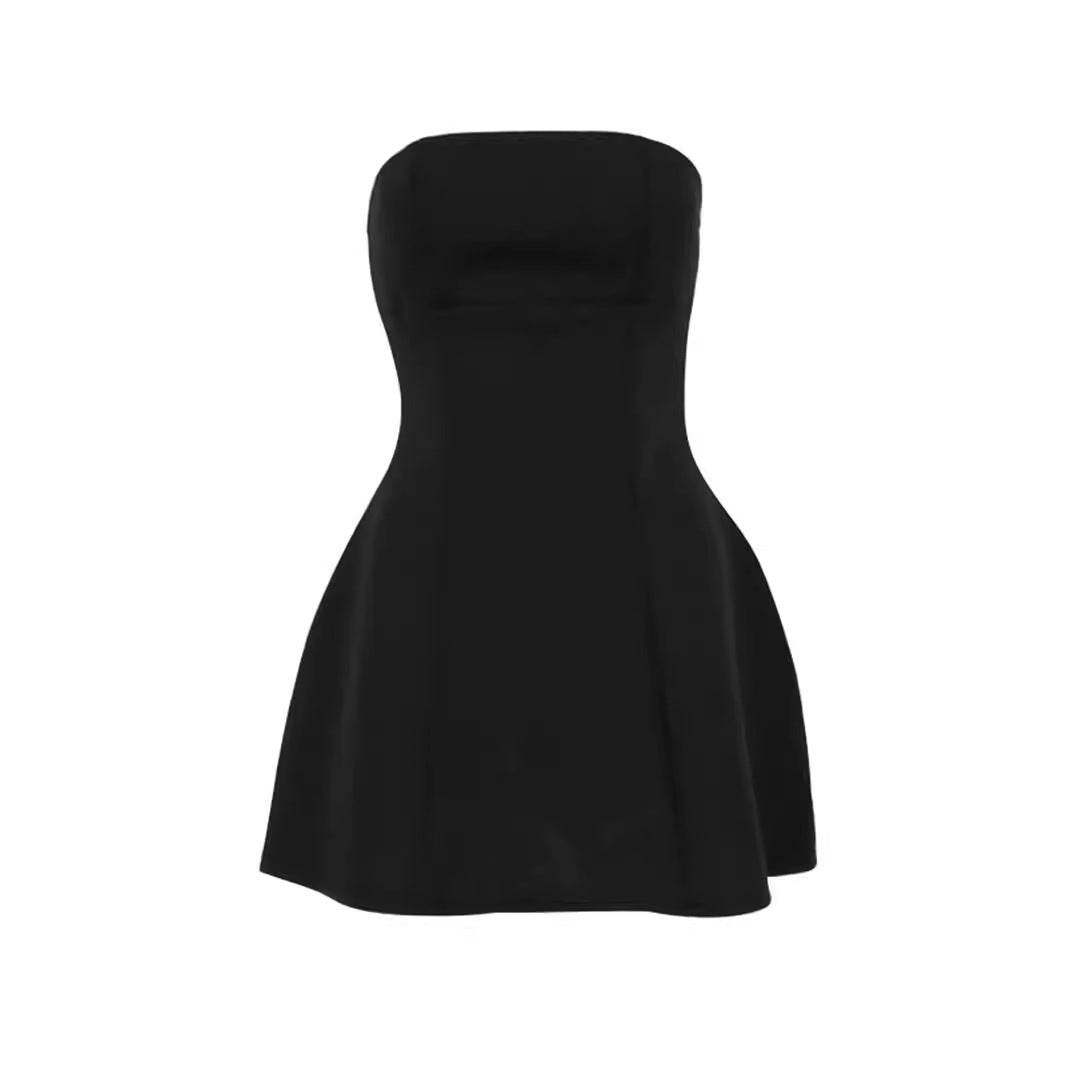 Women's Bustier Dress with Fitted Silhouette and Flared Skirt