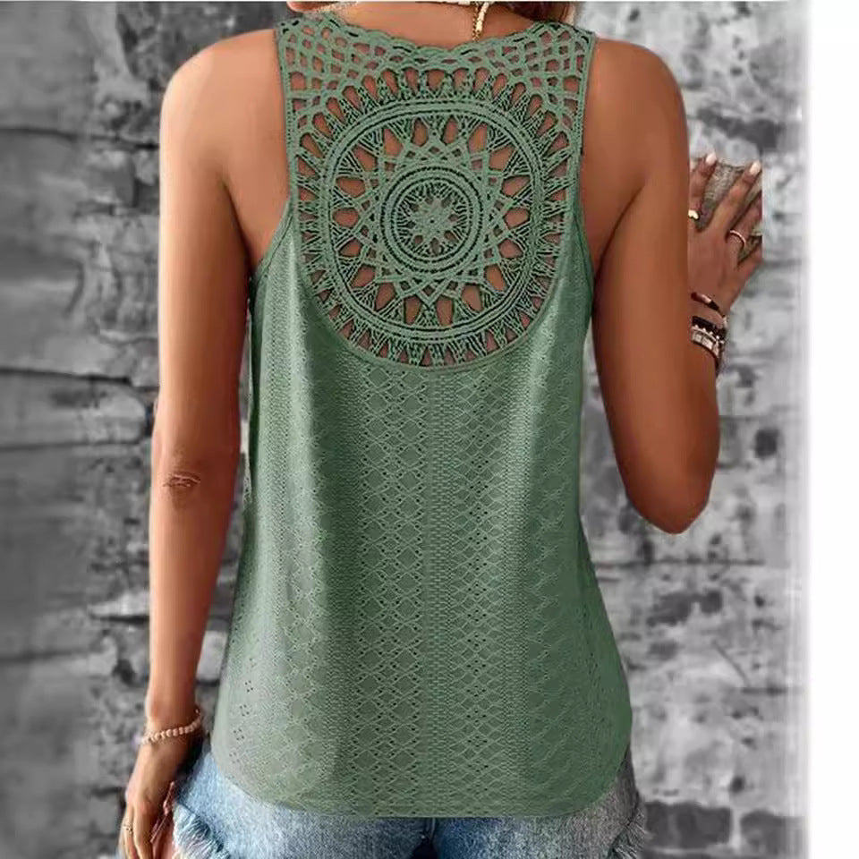 Women's Airy Crochet Shirt with Unique Back Detail