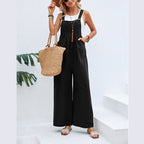 Women's Casual Wide-Leg Jumpsuit with Adjustable Straps