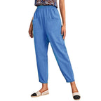 Women's Comfortable Casual Cargo Pants with Elastic Waist and Pockets