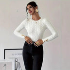 Women's Chunky Knit Sweater with Decorative Button Details